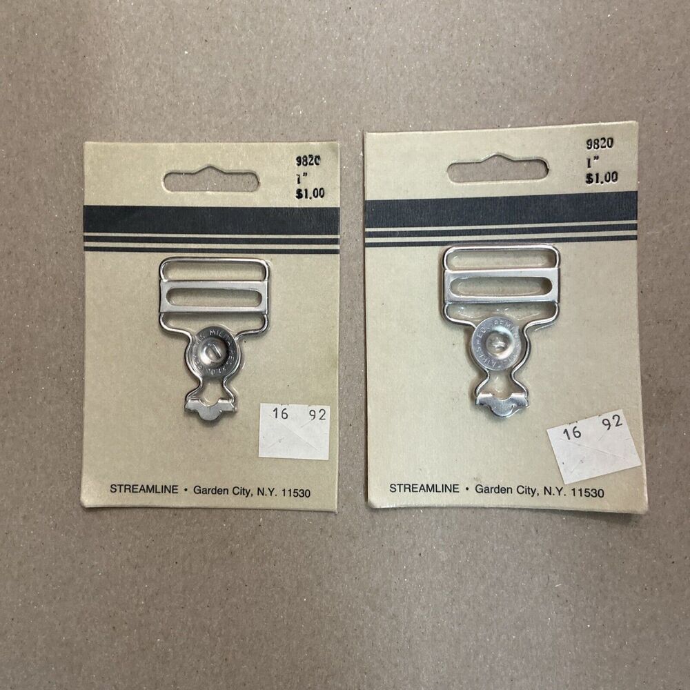 Streamline Metal Overall Buckles for 1.25 in Straps Set of 2 Silver Colored Vtg